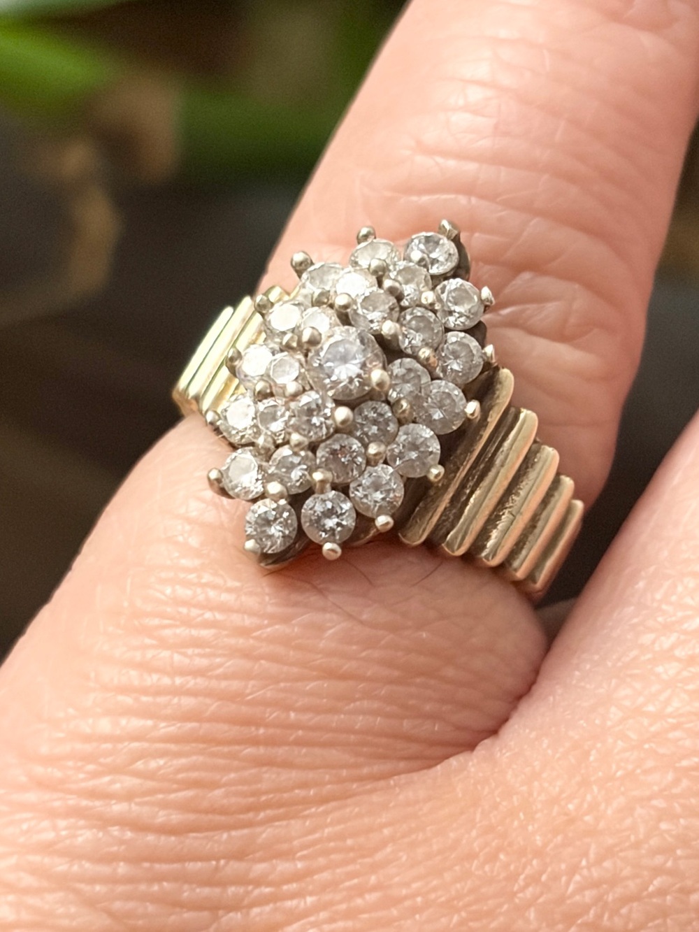 Vintage 10k Gold Cluster CZ Ring